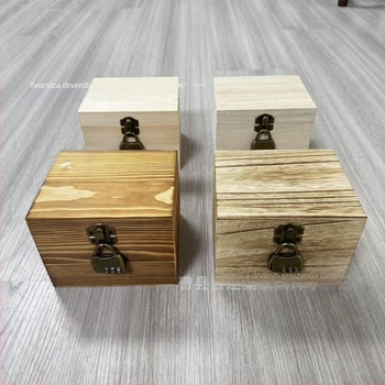 Masivna drvena kutija za stolnu pohranu s zaključavanjem na lozinku, bez poklopca, moderni minimalistički dizajn, pogodno za uredske potrepštine i kozmetiku, mogućnost otiska logotipa