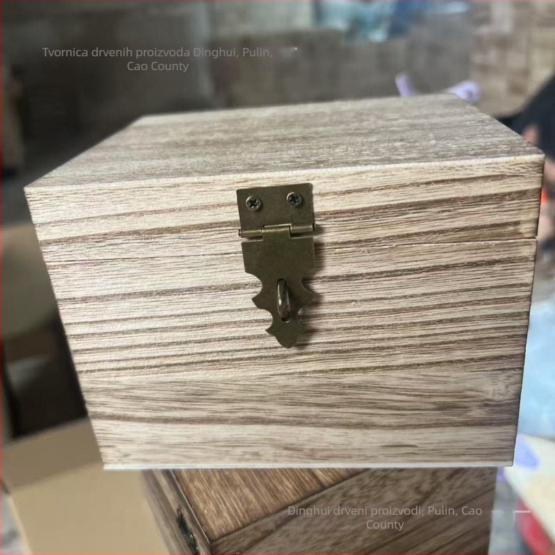 Masivna drvena kutija za stolnu pohranu s zaključavanjem na lozinku, bez poklopca, moderni minimalistički dizajn, pogodno za uredske potrepštine i kozmetiku, mogućnost otiska logotipa