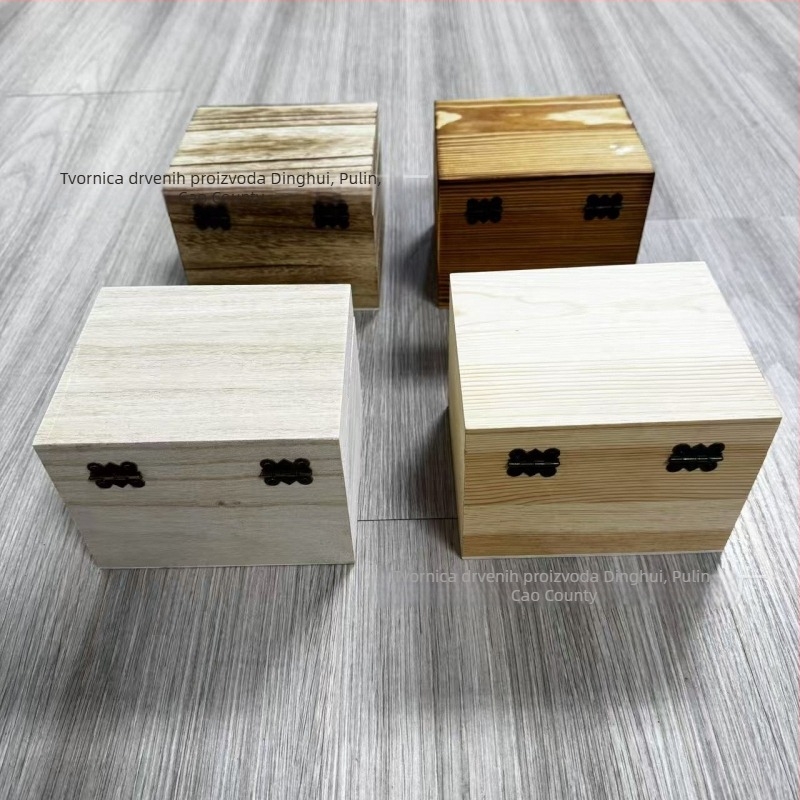 Masivna drvena kutija za stolnu pohranu s zaključavanjem na lozinku, bez poklopca, moderni minimalistički dizajn, pogodno za uredske potrepštine i kozmetiku, mogućnost otiska logotipa