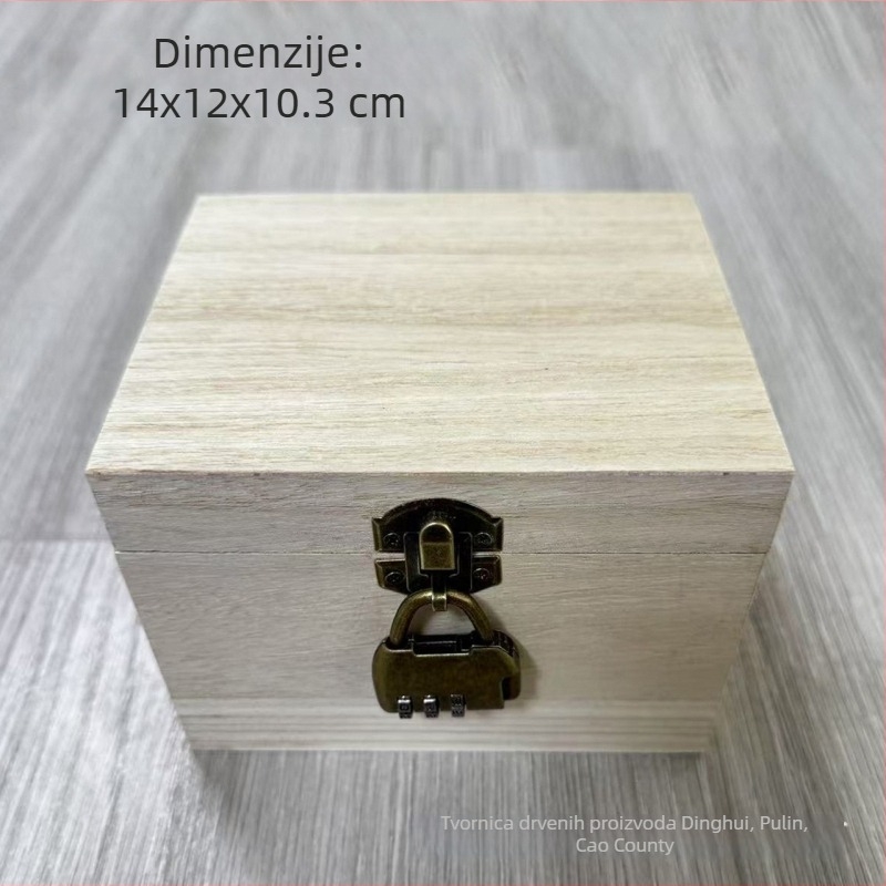 Masivna drvena kutija za stolnu pohranu s zaključavanjem na lozinku, bez poklopca, moderni minimalistički dizajn, pogodno za uredske potrepštine i kozmetiku, mogućnost otiska logotipa