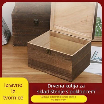 Drvena kutija za nakit s preklopnim poklopcem – vintage stil, pravokutnog oblika, zaštita od prašine, kapacitet 7.5