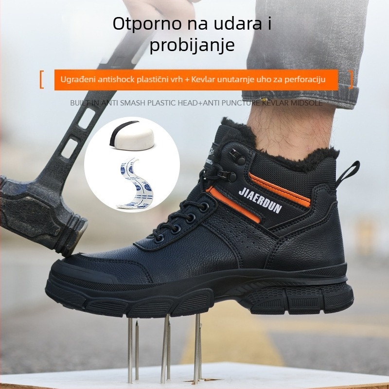 Muške zimske zaštitne radne cipele, visoki gornji dio, mikrovlakna koža, čelični vrh, otporne na udarce i probijanje