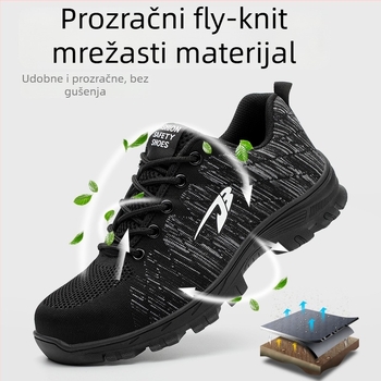 Radne cipele s zaštitom od udara i probijanja, protivklizne, prozračni fly-knit gornji dio, čelični prst, niski kroj