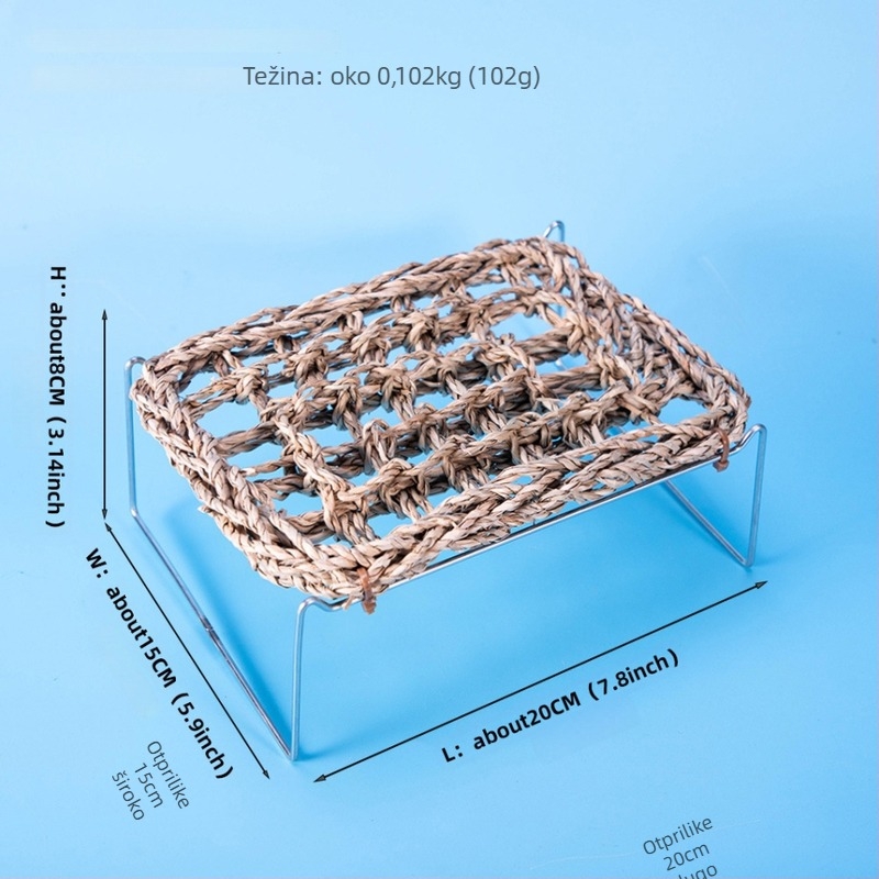 Hi woof meow Terarijski set za gmizavce: prirodno ručno izrađeno slamnato ležište za penjanje, mreža za penjanje i sklonište