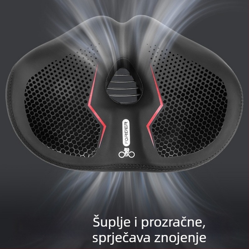 Sjedalo za planinski bicikl bez nosa, s mekanom presvlakom za ublažavanje boli u stražnjici, pogodno za obične bicikle.