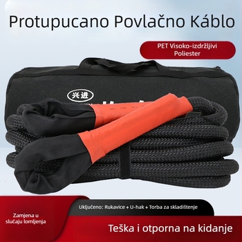 Vučno uže za terenska vozila, čvrsto i elastično, nosivost 20 tona, za vuču i spašavanje