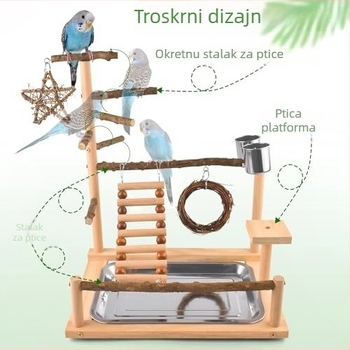 Drveni stalak za papige s penjačkom mrežom i ljestvicom – Materijal: Drvo; Brand: Sungbough; Podrijetlo: Jinhua