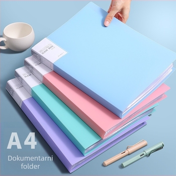 Plastična A4 dokument folder s debelim prozirnim višeslojnim umetnim džepovima, Dehong model 5080, 60 stranica, debljina materijala 75 mm, moguć tisak loga