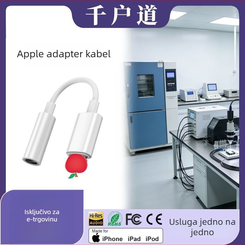 Adapter za slušalice i audio pretvarač, 2-u-1 dizajn, za seriju iPhone 7–14