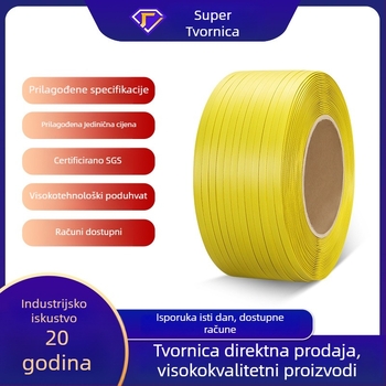 PP ambalažna traka za poloautomatne i potpuno automatske strojeve, ljepilo na bazi topljenja, debljina 0,7 mm, napetost pri rastezanju 120 kg