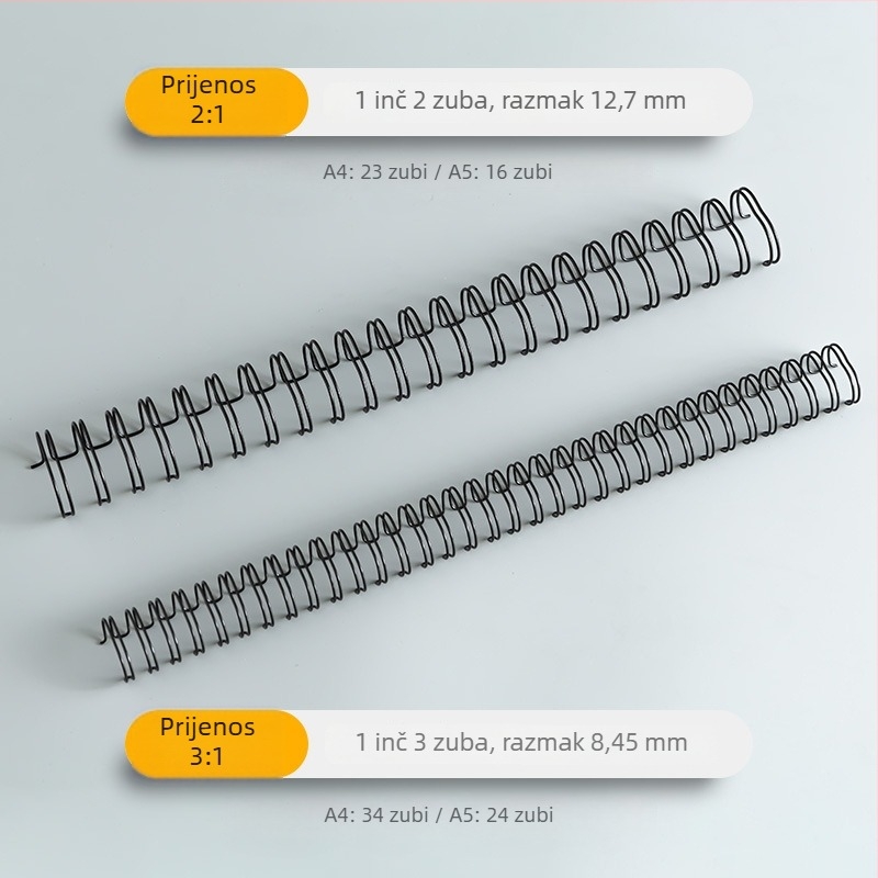 Shuchang A4 metalni prstenovi za spajanje s 34 rupa, 3:1 dvostruka spirala za kalendar