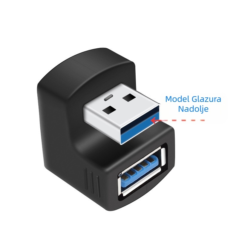 USB 3.0 ženski na muški adapter, U-oblik, 180°