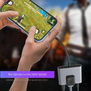 Android Type-C 3-u-1 adapter s RJ45 Ethernetom, zvukom i napajanjem (Gigabit)