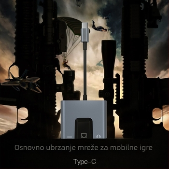 Android Type-C 3-u-1 adapter s RJ45 Ethernetom, zvukom i napajanjem (Gigabit)