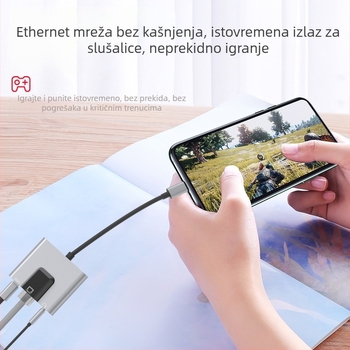 Android Type-C 3-u-1 adapter s RJ45 Ethernetom, zvukom i napajanjem (Gigabit)