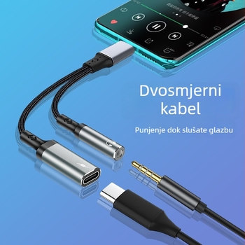 Type-C digitalni audio dekoder adapter - 2-u-1 adapter za slušalice, model T23-T24
