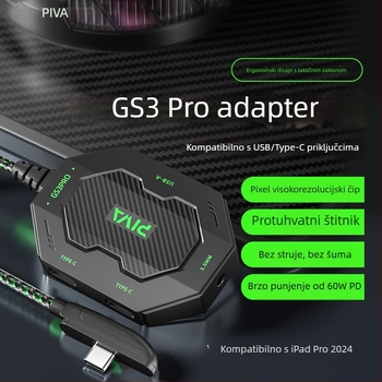 Piva GS3 adapter za Huawei i Xiaomi, USB-C i Mini USB, 3-u-1 brzo punjenje do 60W, s tkanom konstrukcijom