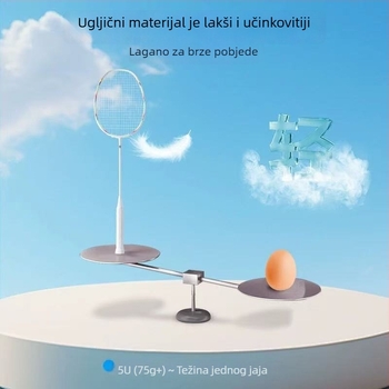 Raketa za badminton, okvir od karbonskih vlakana, težina 75–79 g, ručka G5, najlonske strune, pogodna za amatere, juniore i srednje napredne igrače