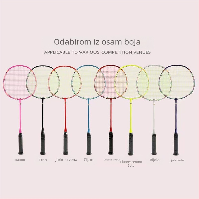 Raketa za badminton, okvir od karbonskih vlakana, težina 75–79 g, ručka G5, najlonske strune, pogodna za amatere, juniore i srednje napredne igrače