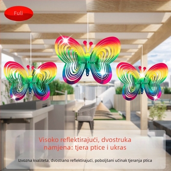 Zvono za otjerivanje ptica na vjetar s rotacijom, za balkon i vrt, ABS, Fu Li