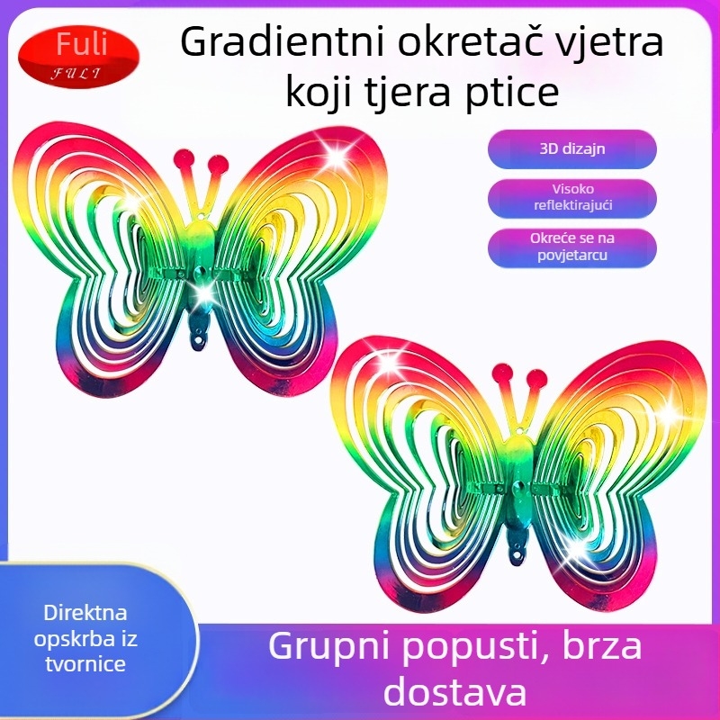 Zvono za otjerivanje ptica na vjetar s rotacijom, za balkon i vrt, ABS, Fu Li