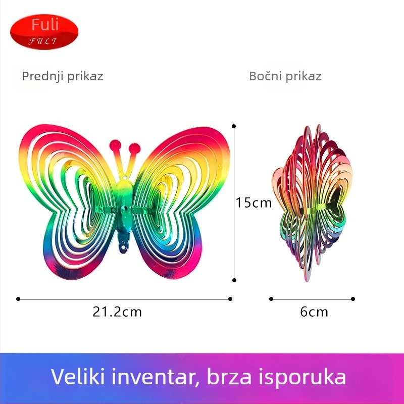 Zvono za otjerivanje ptica na vjetar s rotacijom, za balkon i vrt, ABS, Fu Li