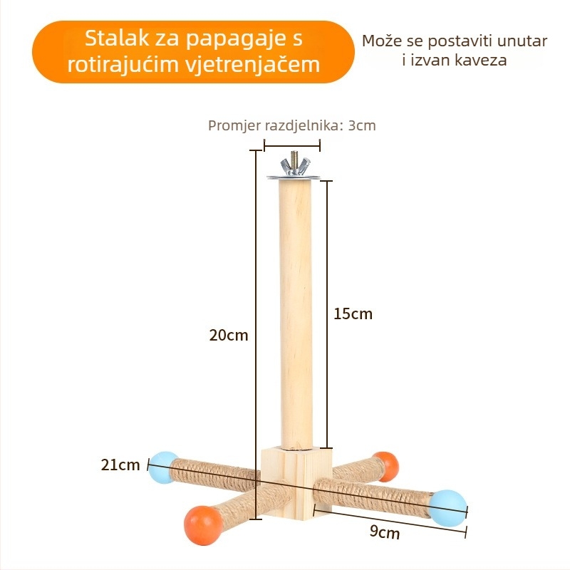Igračka za papige s metalnim stalkom i oblikom vjetrenjače, penjačka mreža i ljuljačka, model N284011