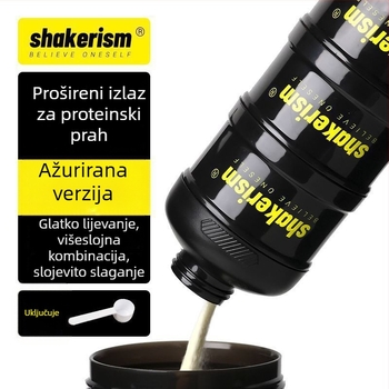 Kutija za doziranje mliječnog praha s plastičnim lijevnikom, prehrambene kvalitete, prijenosna posuda za proteinski prah