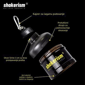 Kutija za doziranje mliječnog praha s plastičnim lijevnikom, prehrambene kvalitete, prijenosna posuda za proteinski prah