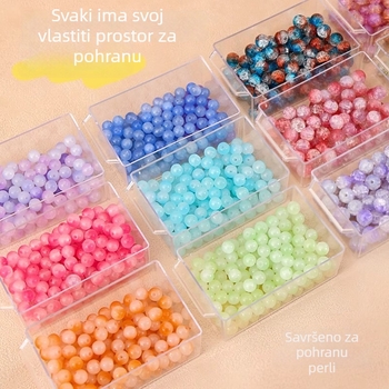 Kutija za pohranu perli s pregradama, stolni organizator, kapacitet 1 L, plast PS, set od 48 komada
