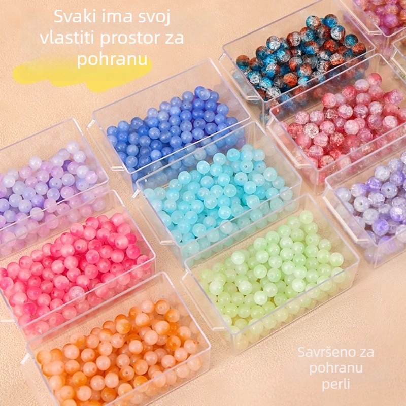 Kutija za pohranu perli s pregradama, stolni organizator, kapacitet 1 L, plast PS, set od 48 komada