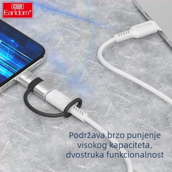 Earldom OT90L Lightning na USB-C punjački adapter, muški–ženski, PD brzo punjenje za Apple uređaje