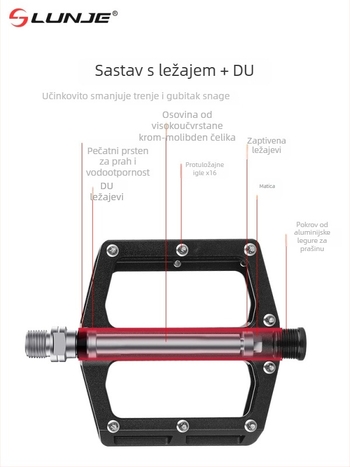 Lunje T002 pedala za planinske i cestovne bicikle, 6061 aluminijska legura, sustav ležajeva