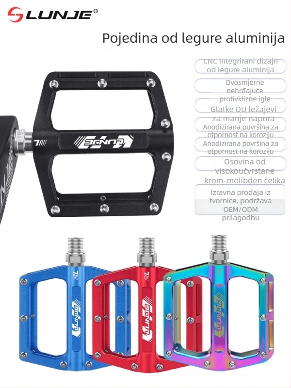 Lunje T002 pedala za planinske i cestovne bicikle, 6061 aluminijska legura, sustav ležajeva