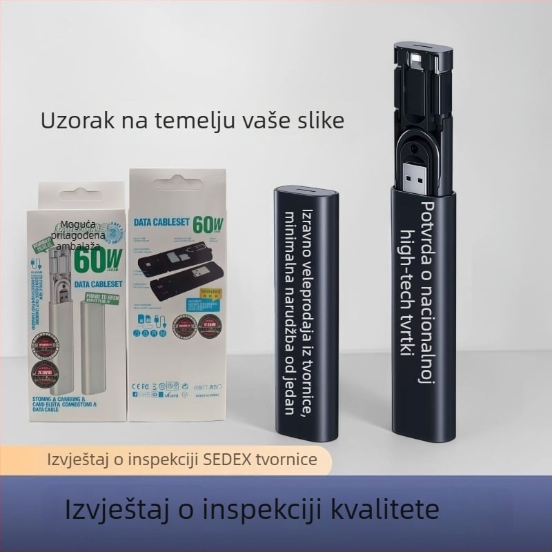 Pet u jednom višenamjenska kutija za pohranu, 66W brzo punjenje i USB kabel-adapter – univerzalna kompatibilnost