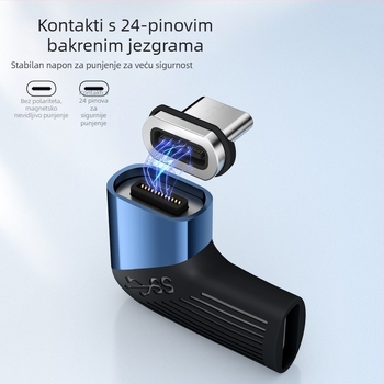 Magnetski USB-C kutni adapter — 40Gbps prijenos, Thunderbolt 4, 100W brzo punjenje, OTG