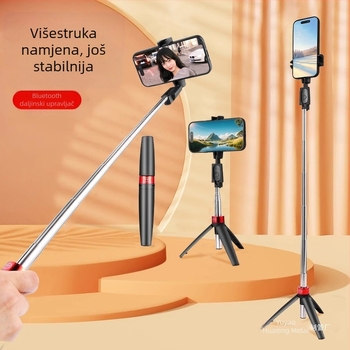 Selfie štap tripod – nehrđajući čelik, 360° rotacija, Bluetooth daljinski, stabilizacija slike, univerzalni držač