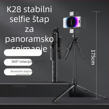 Četveronožni selfie štap za telefon s LED rasvjetom, Bluetooth daljinskim upravljačem, podna i ručna upotreba, univerzalni višenamjenski