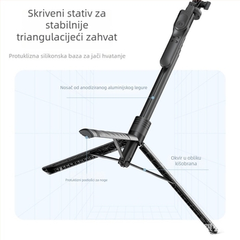 Četveronožni selfie štap za telefon s LED rasvjetom, Bluetooth daljinskim upravljačem, podna i ručna upotreba, univerzalni višenamjenski