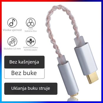 Kinmax BA02_R2 Type-C na DAC digitalni audio dekoder i pojačalo za slušalice, adapter, 32-bit 384 kHz, vanjski DAC ALC5686