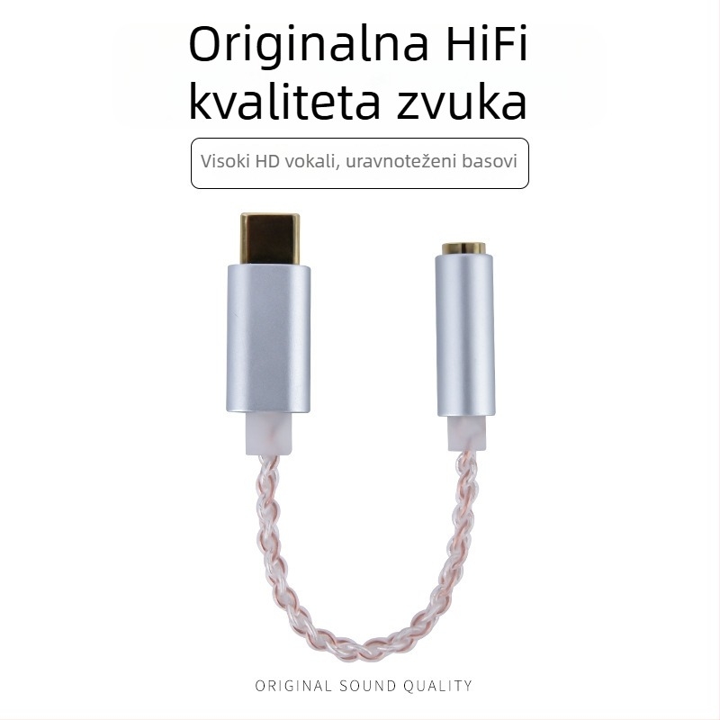Kinmax BA02_R2 Type-C na DAC digitalni audio dekoder i pojačalo za slušalice, adapter, 32-bit 384 kHz, vanjski DAC ALC5686