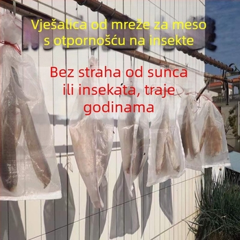 Najlon mrežasta vrećica za sušenje mesa – zaštita od muha i insekata, pogodna za sušenje slanine i šunke, za vješanje mesa