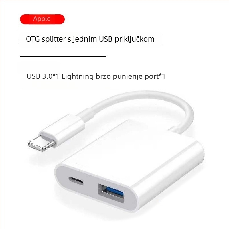 OTG USB-C 2-u-1 adapter za Apple uređaje, podržava USB flash disk