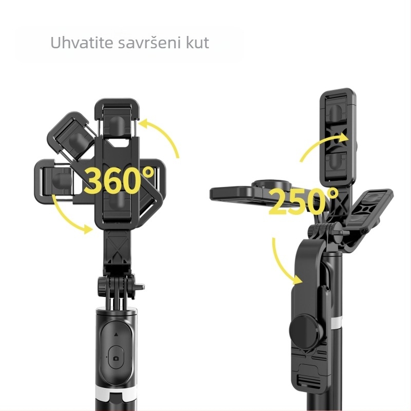 Selfie štapić Q02 stabilizator s Bluetooth daljinskim upravljačem, prijenosno, ABS + nehrđajući čelik, univerzalni stil