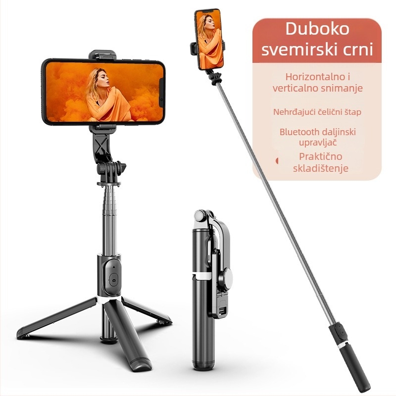 Selfie štapić Q02 stabilizator s Bluetooth daljinskim upravljačem, prijenosno, ABS + nehrđajući čelik, univerzalni stil