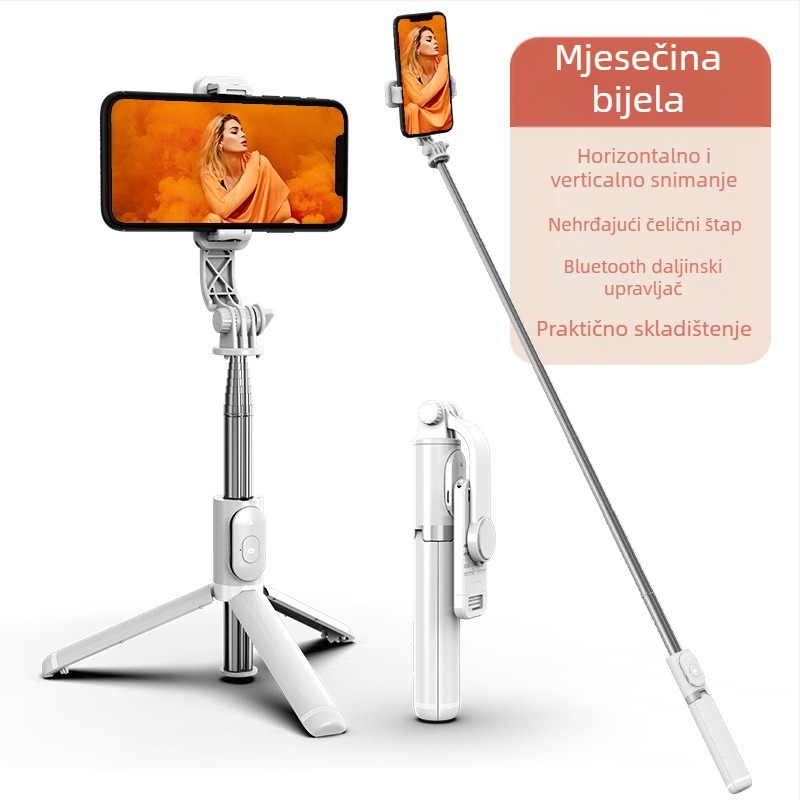 Selfie štapić Q02 stabilizator s Bluetooth daljinskim upravljačem, prijenosno, ABS + nehrđajući čelik, univerzalni stil
