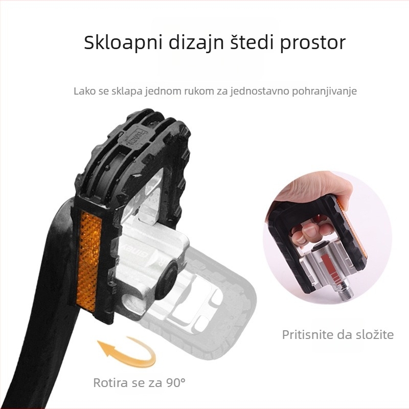 Sklopivi pedali za bicikl – Model K502F, Marka GINEYEA, Materijal: aluminijska legura + inženjerski plast, Kompatibilno s Xiaobu, Daxing i Fengxing sklopivim biciklima