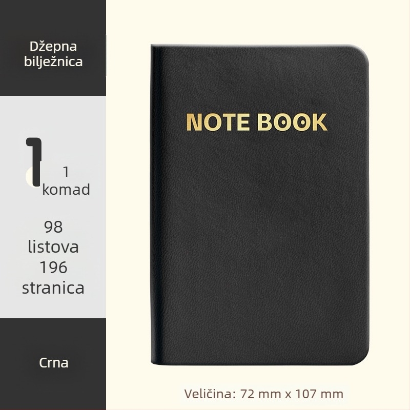 Bilježnica s koricom od umjetne kože, šivanje koncem, unutarnji papir od drvene pulpe, 80 g/m², 100–200 stranica