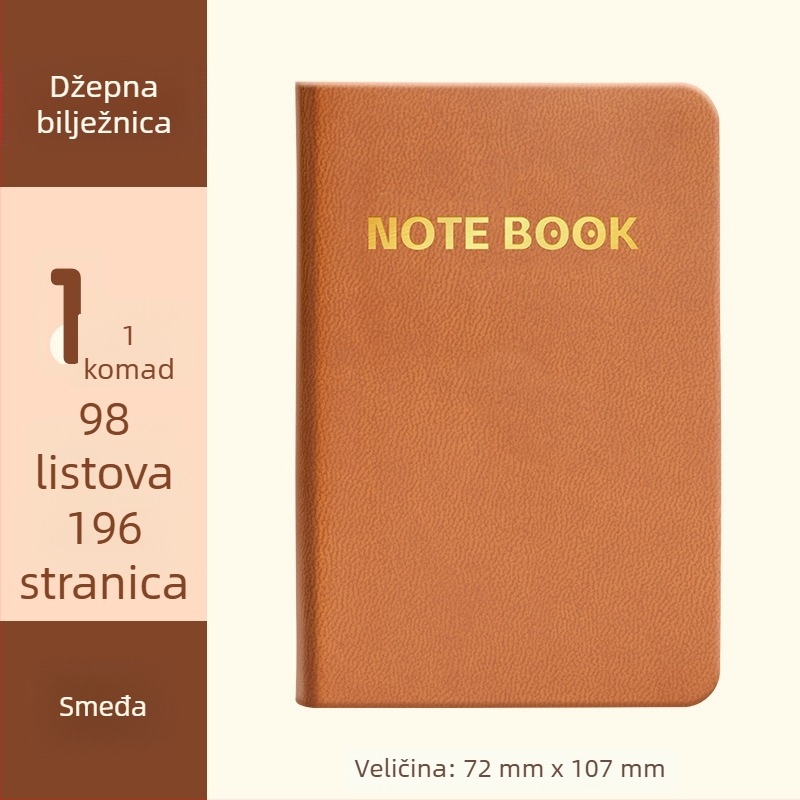Bilježnica s koricom od umjetne kože, šivanje koncem, unutarnji papir od drvene pulpe, 80 g/m², 100–200 stranica