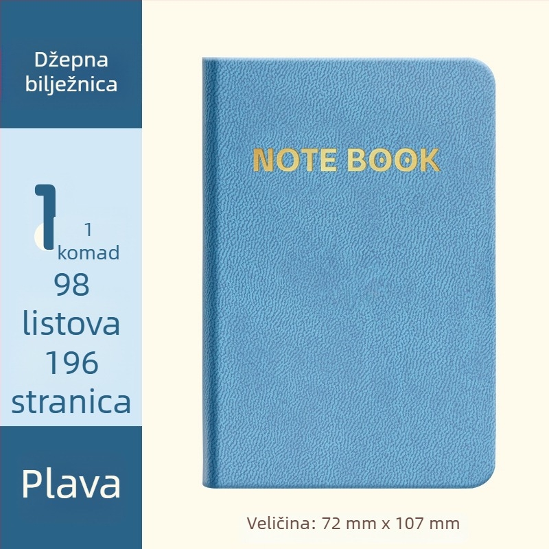 Bilježnica s koricom od umjetne kože, šivanje koncem, unutarnji papir od drvene pulpe, 80 g/m², 100–200 stranica
